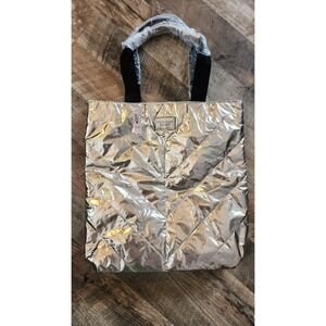 Victoria's Secret Quilted Metallic Rose Gold Tote Bag Shoulder Strap Women